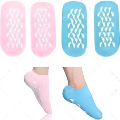 MySouq Silicone Heel Socks - (1 Pair) Spa Gel Socks for Women and Men, Heel Repair Foot Protective Socks with Moisturizing Essential Oil and Vitamin E to Repair Dry Cracked Feet (Blue)-B0DFCDTXYB