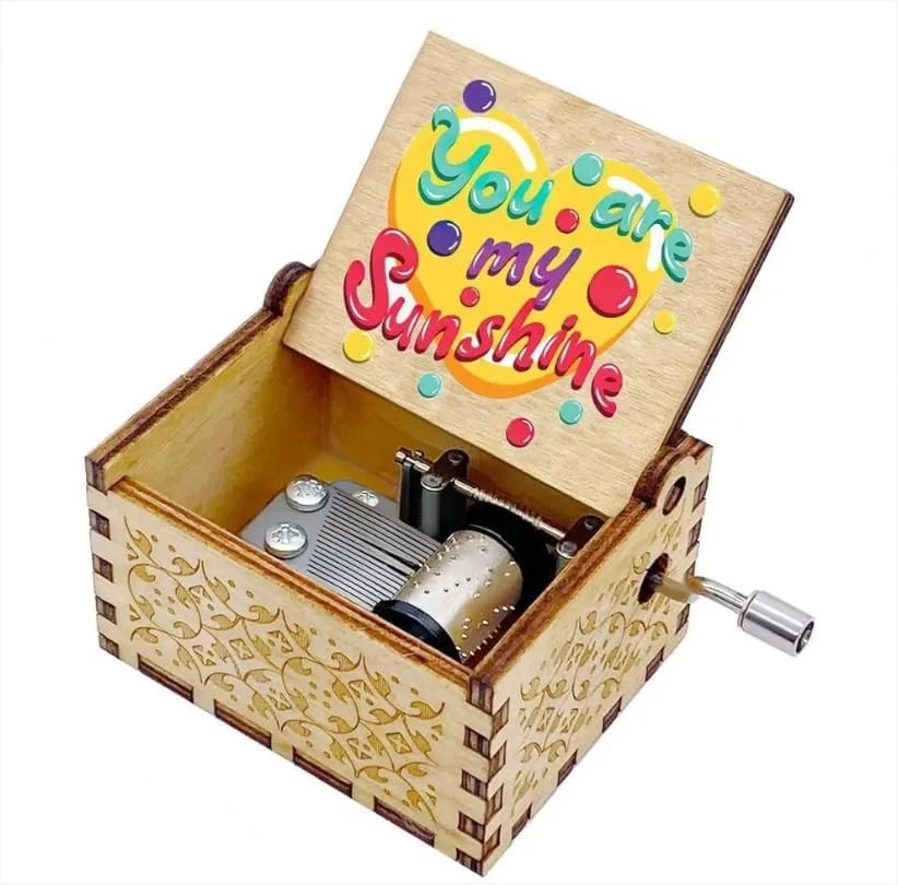 New Edition You Are My Sunshine Music Box from My Souq-Store, Handmade Music Box with Five Hands (Stained Wooden)-B0DFDQ448V