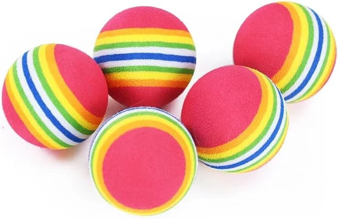 My Souq Store Random Rainbow Color EVA Interactive Play Ball for Cats Dogs Kitten [4pcs], Pet Training Balls-B0DFMJ7ZDZ