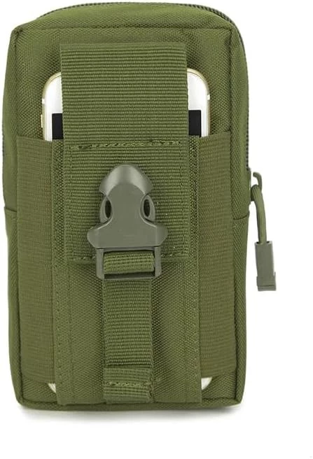 My Souq-Store Tactical Waist Bag for Men, Waist Pack with Belt and Mobile Pocket, Fanny Pack for Running and Camping with Soft Back, Hunting Accessories - 18 x 10 cm (Green)-B0DFYW9V9H