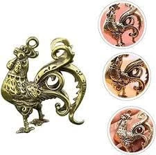 MySouq-Store -1PC- (Small Pendant - Rooster -Code177-17x51x54mm) Statue Ornament Solid Copper Miniature Figurines Handmade Craft Living Room Office Home Decor and keychain-B0D8PRZSCQ