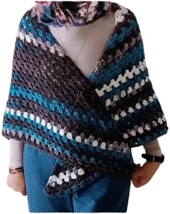 Women's Handmade Crochet Yarn Shoulder Shawl 200cm - 1X2 Mt in Mix Colorful Cape Shawls Wraps Granny Womens Coat Sweater (XL) 180*110 cm- B0DH856NQX