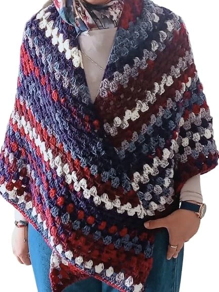 B0DH862J1P-Mix Colorful Cape Shawls Wraps Granny Womens Coat Sweater (XL) 200*130 cm