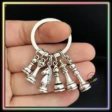 My Souq-Store New Pendant Keychain Handmade Convex Glass Keychain Chess King Queen Chess Knight Pawn Bishop Jewelry Gift-B0DJDYBBCX