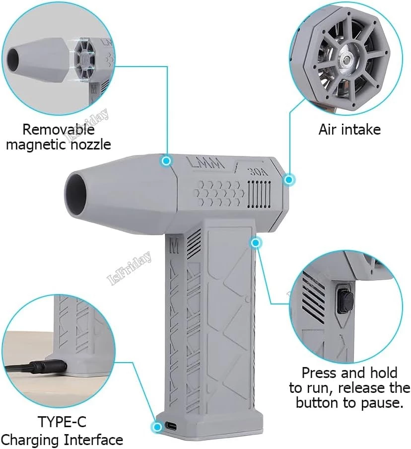 My Souq Store Handheld Brushless Motor 130000RPM Air Blower Mini Turbo Jet Fan Wind Speed ​​52m/s Hair Dryer Industrial Fan-B0DJFKHZDR