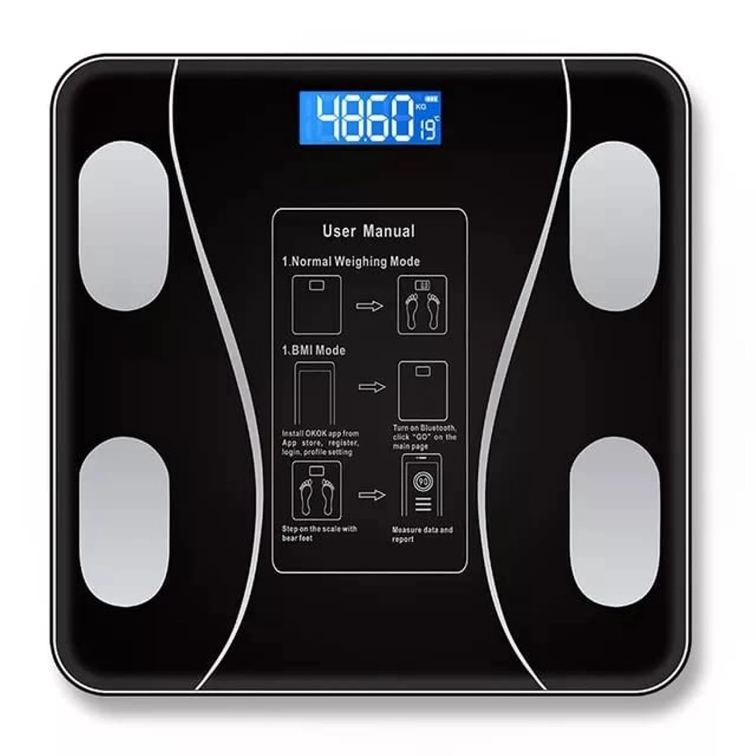 Smart Bathroom Scale from My Souq.co Store, Compatible with Bluetooth, Smart Electronic Scale for Weight Loss and Body Fat (Color: Silver)-B0DJJTMQM1