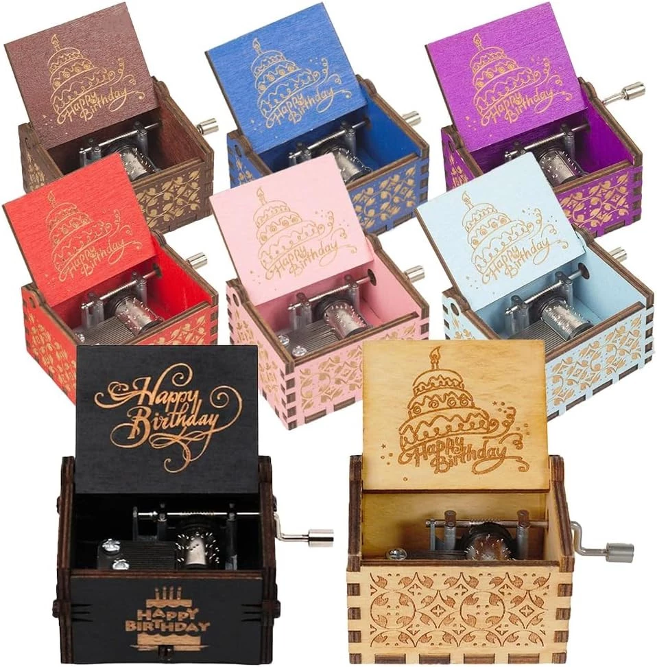 My Souq-Store Practical Mini Music Box, Randomly Wooden Happy Birthday Gifts (Purple Version)-B0DJRX8LJ4