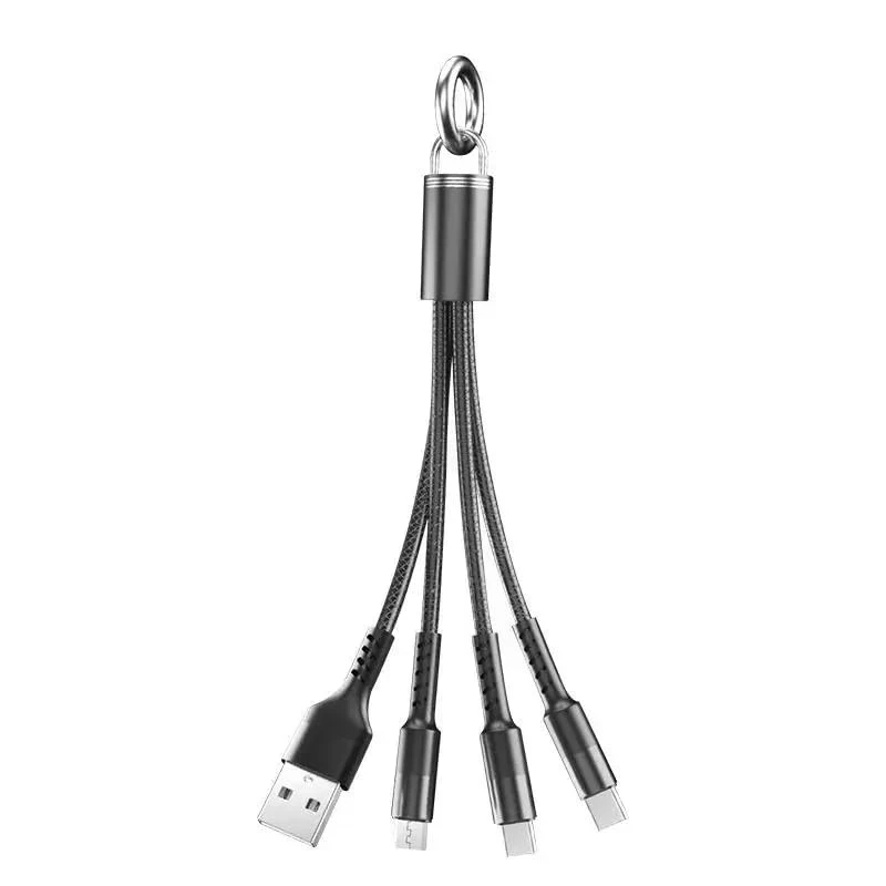 MySouq-Store Keychain 3 in 1 USB Type C Cable for i-Phone 13 12 11 XS X XR 3in1 2in1 USB Cable Charger Micro USB Type C Cord (Random Black * yallow Color)-B0DKB35F8T