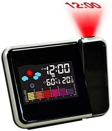 شاشة عرض رقمية للطقس LCD غفوة منبه مع إضاءة خلفية LED ملونة