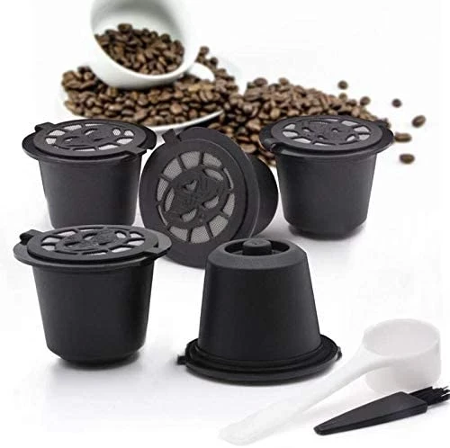 كبسولات قابلة لاعادة الملء من ماي سوق-ستور، فلاتر كبسولات قهوة قابلة لاعادة الاستخدام، مجموعة من 6 قطع متوافقة مع ماكينات مع ملعقة قهوة وفرشاة - B0CQZ7W276