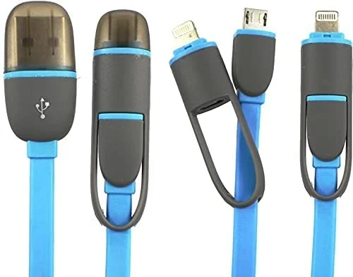 Touch 2 in 1 USB Data Transfer Cable & Charger - Blue. لمس 2 في 1 كابل نقل بيانات USB وشاحن