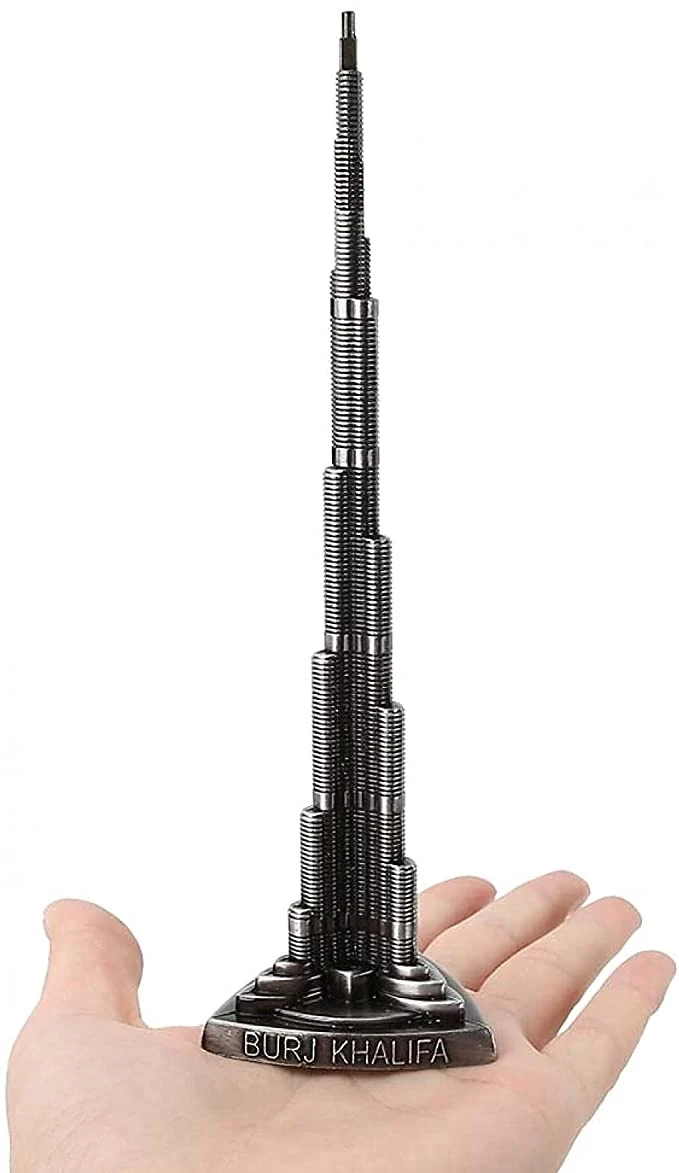 بناء نموذج معماري برج خليفة زخرفة سبيكة نموذج مكتب زخرفة معدنية للفنون الحرفية ديكور