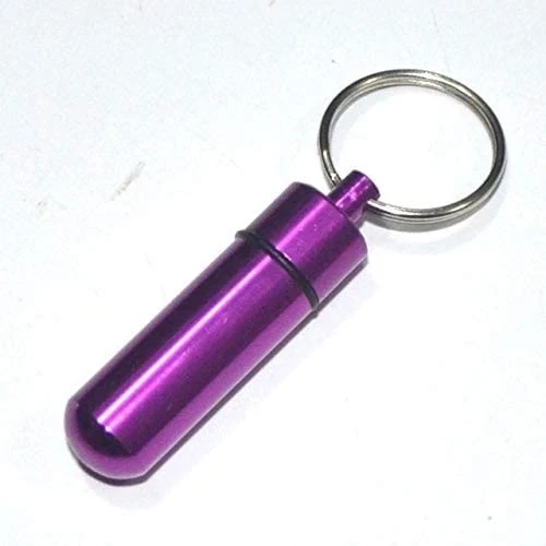 Waterproof Aluminum Pill Box Case Bottle Cache Drug Holder Container Keychain Medicine Box Health Care (Color : Purple) B091KL5S8B