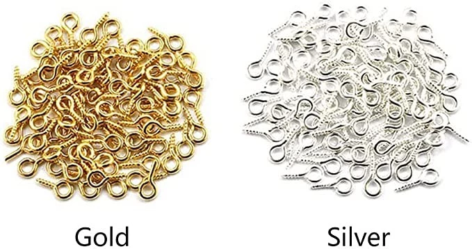 Mini eye needle 200pcs Small Tiny Mini Eye Pins Eyepins Hooks Eyelets Screw Threaded Clasps Hooks Beads For Jewelry Making Waterproof and rustproof (Color : Golden, Size : 6.5x13x1.6mm) B09B7BBCVH