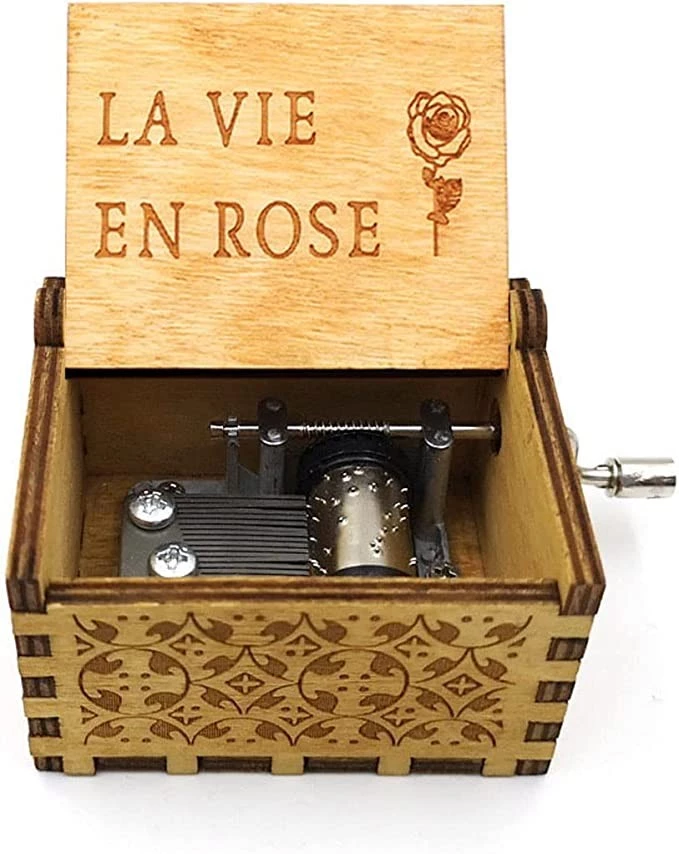 صناديق الموسيقى La Vie En Rose Wood ، صندوق موسيقي خشبي عتيق منقوش بالليزر منقوش بالليزر هدايا لأعياد الميلاد / الكريسماس / عيد الحب (La Vie en Rose) - B0918L22XG