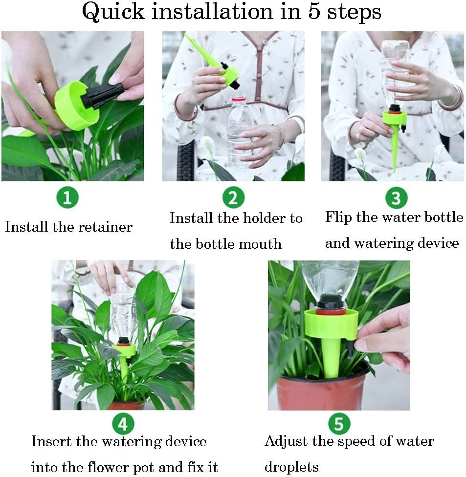 Self Plant Watering Spikes Auto Drippers Irrigation Devices Vacation Automatic Plants Water System with Adjustable Control Valve Switch Design for Houseplant, Gardenplant, Officeplant 12 Pack B08XXZ12