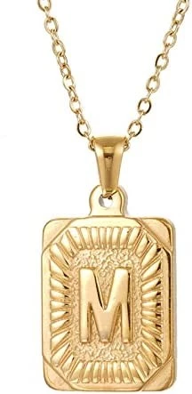 قلادة عصرية (W) بحروف ذهبية اللون للرجال والنساء سلسلة كوبية للزوجين قلادة أولية على شكل طوق مجوهرات