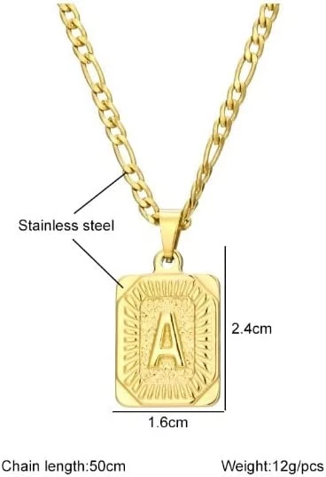 Fashion (W) Letter Gold Color Pendant Necklace for Men Women Cuban Chain Couple Charm Initial Necklace Choker Jewelry Collar B0BL58W259