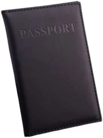 حافظة من الجلد الصناعي لحامل بطاقة الهوية لجواز السفر, أسود - B0BMJWNKDS