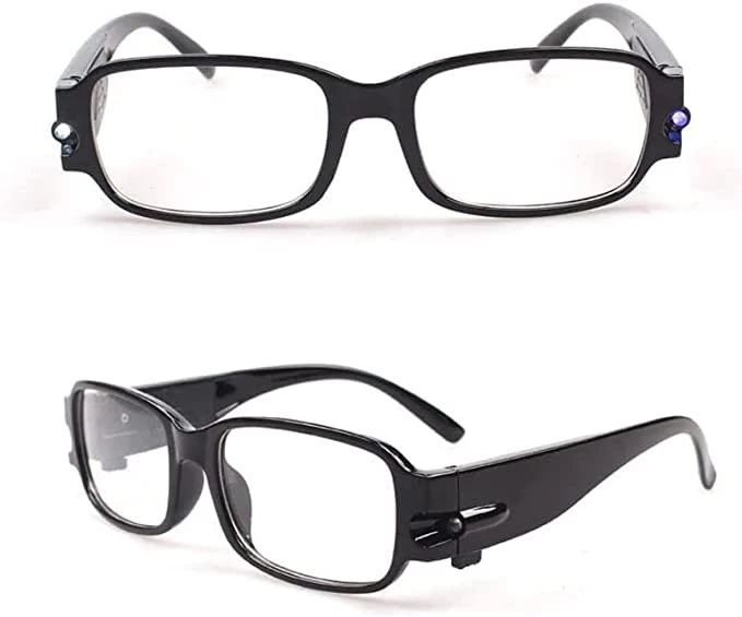 نظارات قراءة متعددة القوة باضاءة LED للرجال والنساء للجنسين، نظارة تكبير ديوبتر مضيئة لطول النظر الشيخوخي الليلي (+2.50), أسود - B0BQFQQFH6