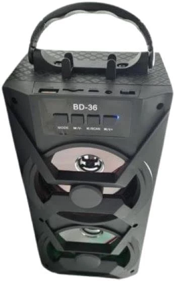 مكبر صوت بلوتوث لاسلكي من ايه يو اكس BD-36 مع فتحة ذاكرة فلاش USB، مكبر صوت كاريوكي محمول مع صوت عالي الجودة 29 سم - اسود - B0BQFBM38B