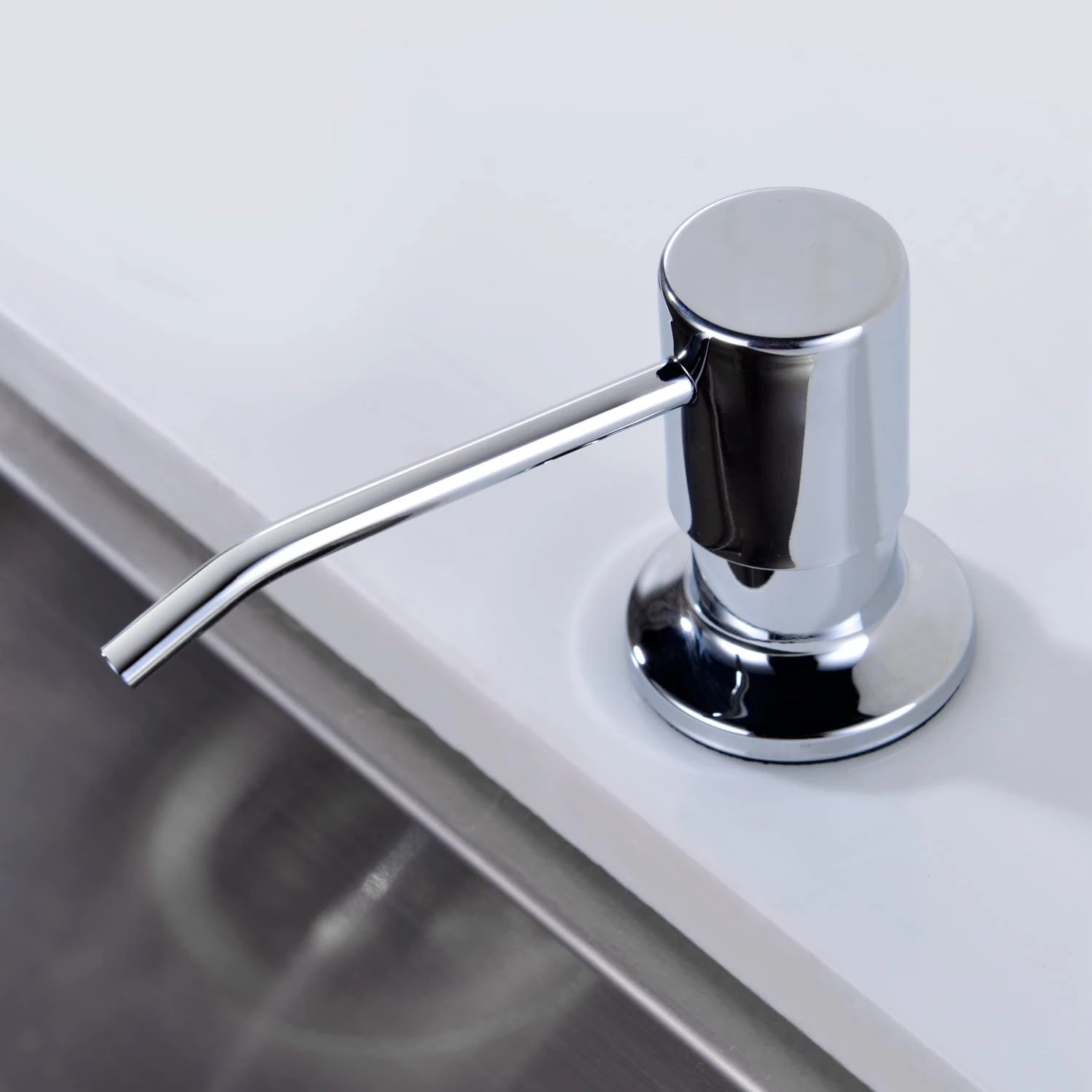Sink Soap Dispenser, Kitchen Soap Dispenser, Built in Desk Mount Liquid Lotion Kitchen Countertop Soap Dispenser, Large Capacity 17 OZ Bottle,Chrome - B0BSGQ26W5