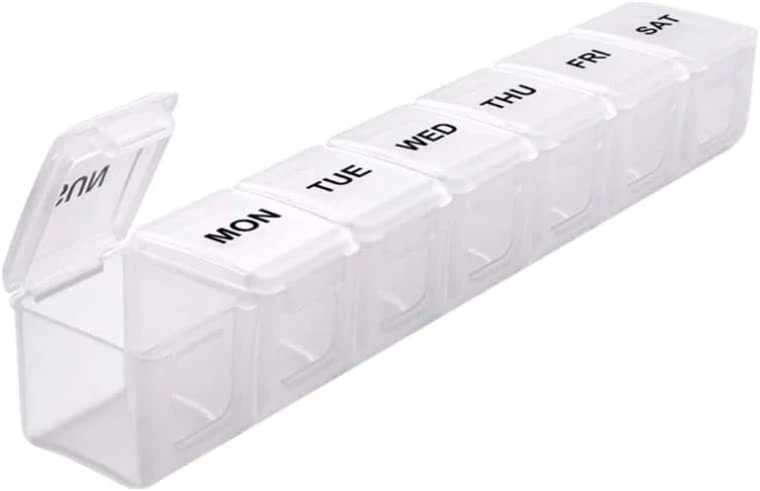 1 قطعة - 15 سم - صندوق حبوب السفر البلاستيكية حافظة حبوب منع الحمل الأسبوعية منظم تخزين الأدوية حاوية موزع للأقراص وحامل شبكي مستقل (شفاف) - B0BW4Y71VH