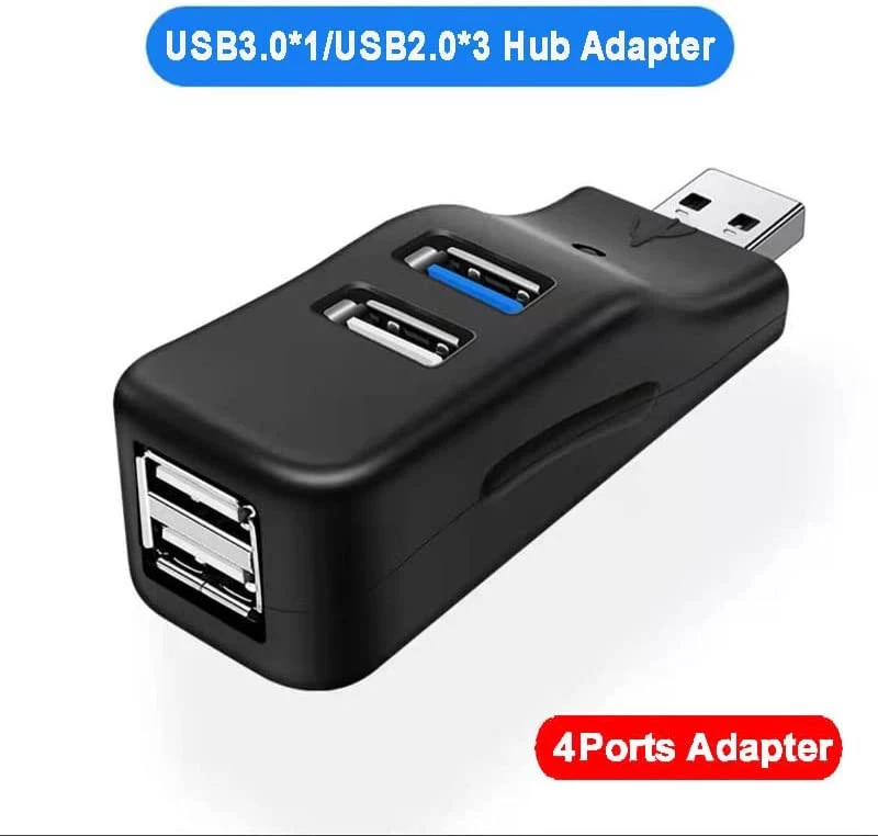 موزع موزع USB 3.0، صندوق مقسم صغير 3/4 منافذ للكمبيوتر واللاب توب والموبايل، قارئ قرص U عالي السرعة - B0BWGZVD3P