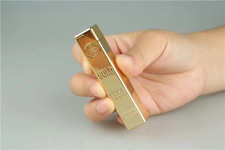 1 قطعة - ولاعة معدنية جديدة على شكل سبيكه ذهبي مقاومة للماء 10000 مرة (ذهبي) - B0BWX49115
